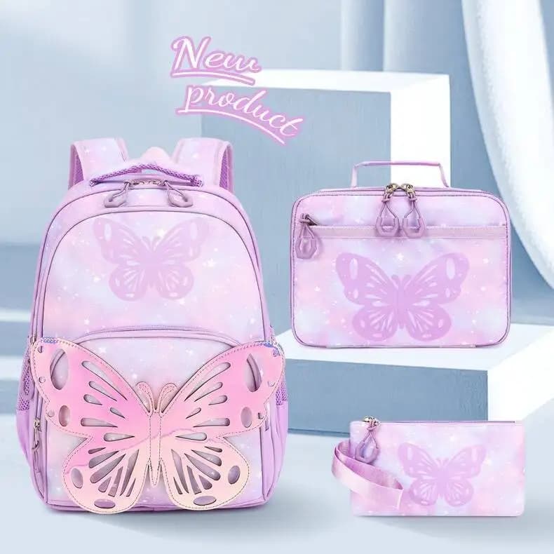 New Large Capacity Children Sports Backpack Cartoon Creative Butterfly Multi Functional Sports Backpack Cute Stylish Versatile