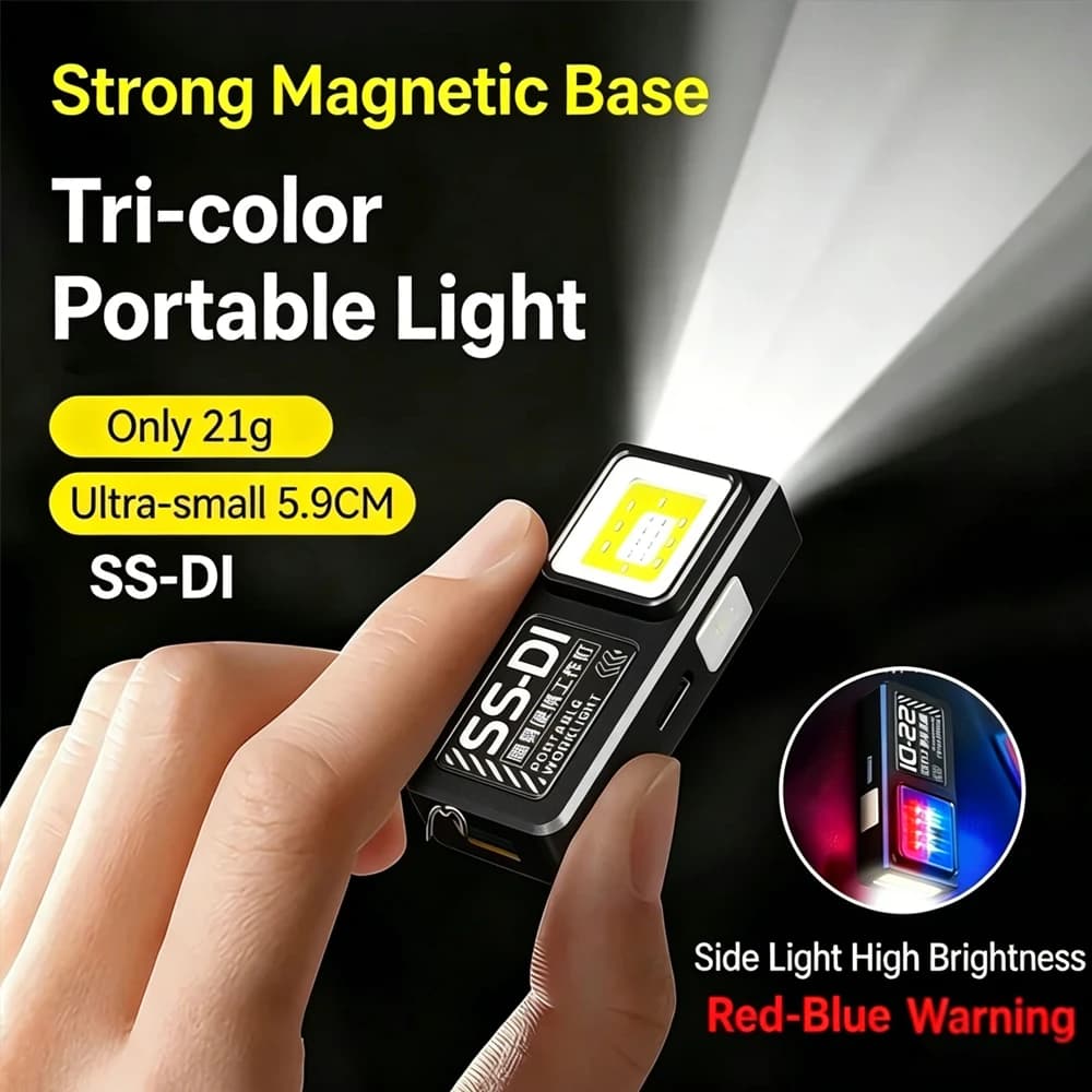 Mini LED COB USB C Flashlight Rechargeable Powerful Working Light With Magnet Clip Camping EDC Pocket Lamp Waterproof