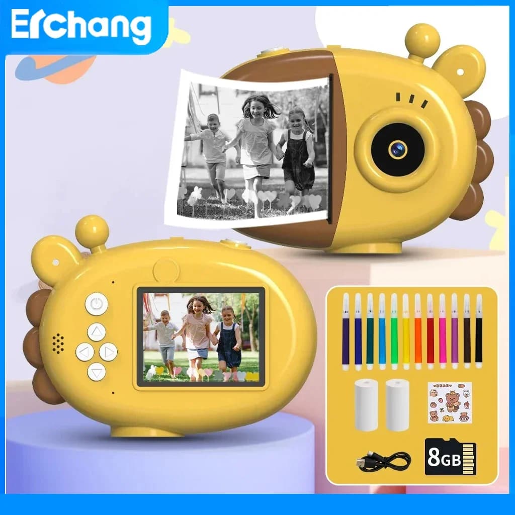Fotocamera con stampa istantanea a scatto per bambini Fotocamere digitali portatili con stampa creativa per ragazzi e ragazze Regalo di compleanno per bambini