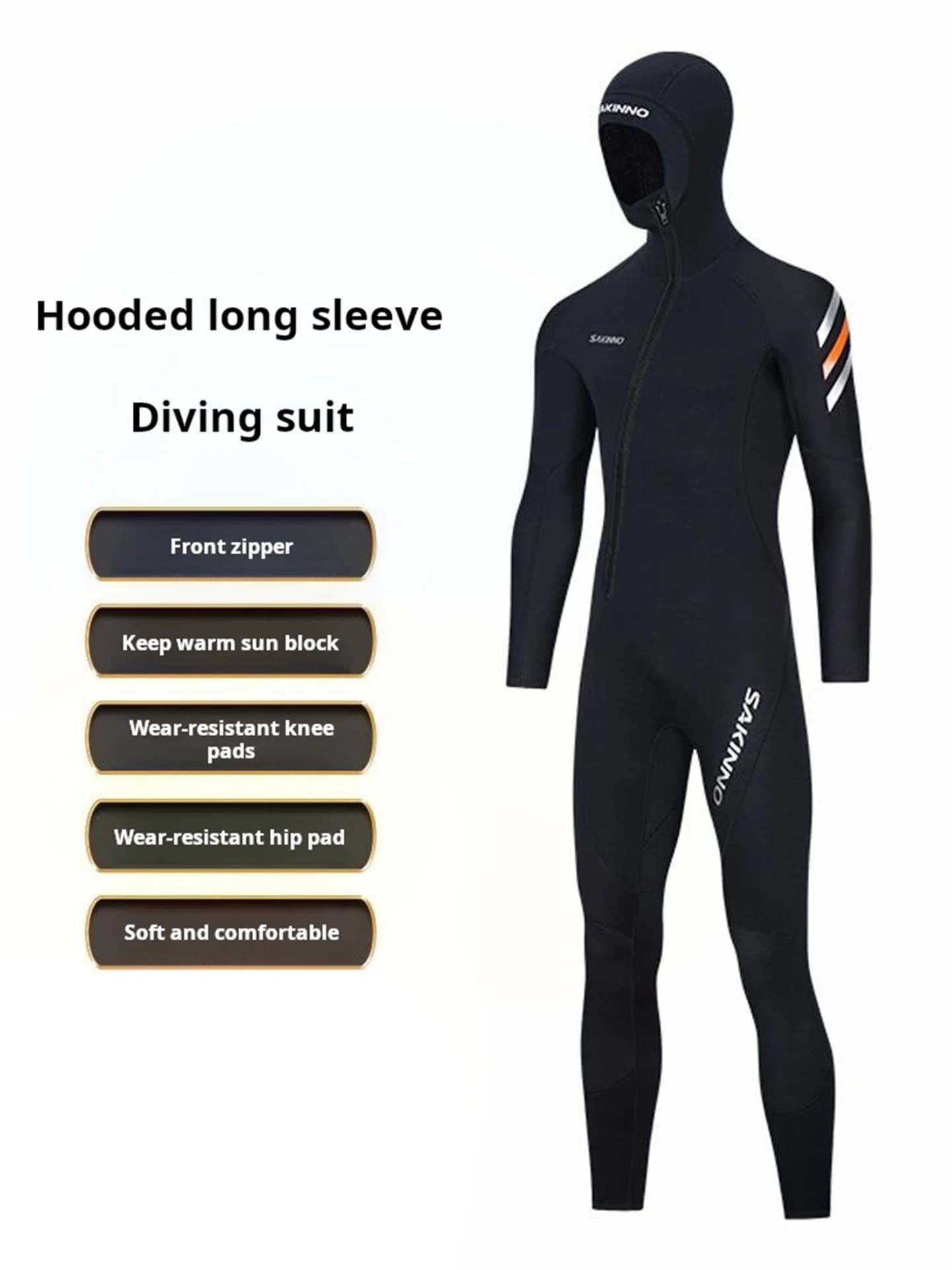 2mm Neoprene Mute Hooded Mute Men's Single Piece Underwater Fishing Snorkeling Winter Thermal Bath Swimwear Long Sleeved