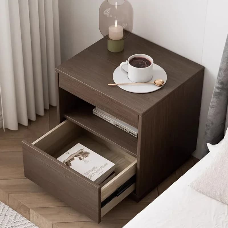 &Nightstand Multifunctional Concealed Bedside Table Storage Locker With Lock NFC Magnetic Card Unlocking Night Nightstands Table