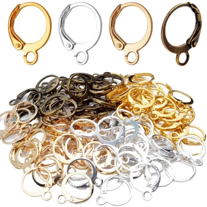 50 pezzi ganci per orecchini ipoallergenici leva in ottone orecchino posteriore gancio rotondo filo per orecchio con anello aperto per la creazione di gioielli di design dell'orecchino