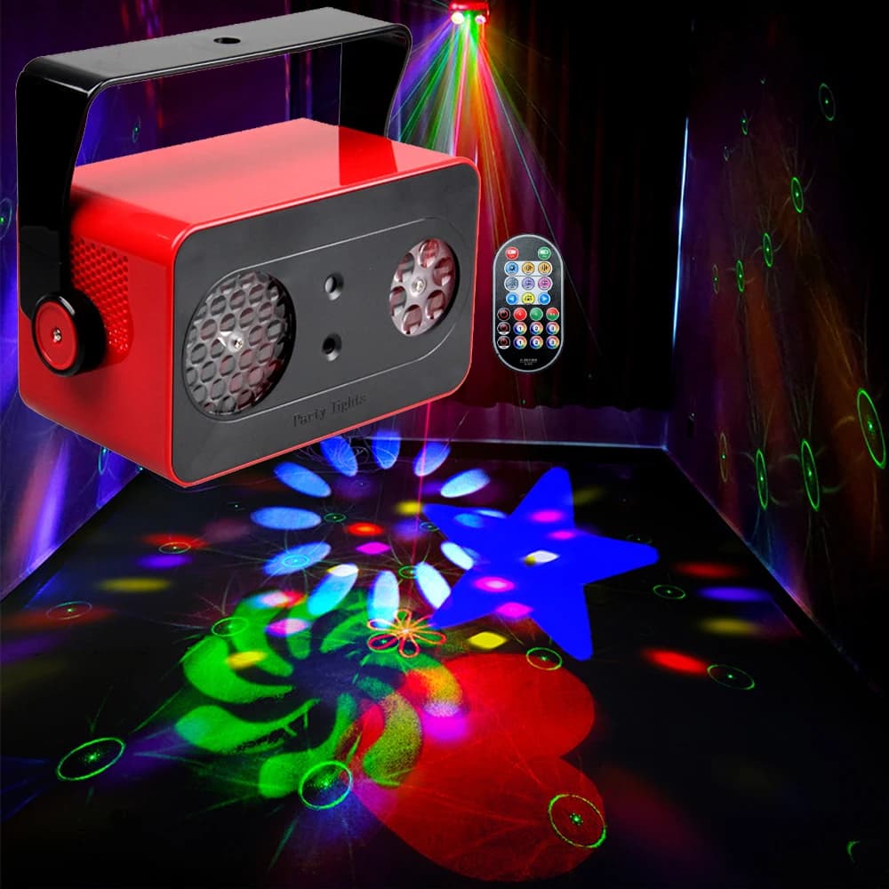 Modello di effetto 3IN1 Luce per feste DJ Proiettore di luce Lazer Luci da palco a LED portatili alimentate a batteria con telecomando per matrimoni in discoteca