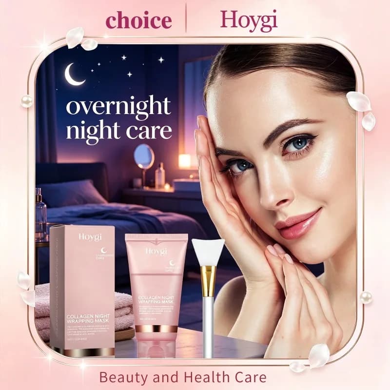 Hoygi Collagen Overnight Wrapping Peel Off Facial Mask Deep Hydrating Nourish Minimize Pores Oil Control Night Care Mask Cream