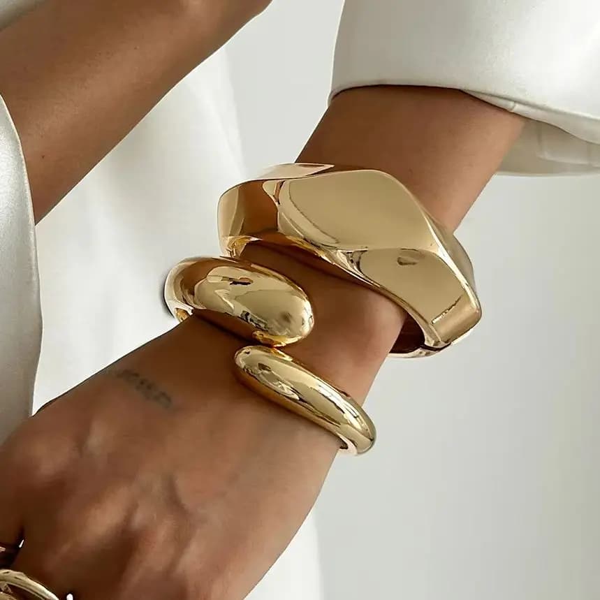 Ingemark Punk Tendenza unica Colore oro Gocce d'acqua Braccialetti Donna Uomo Vintage Chunky Spessore Bracciale Banchetto Festa Nuovo regalo di gioielli