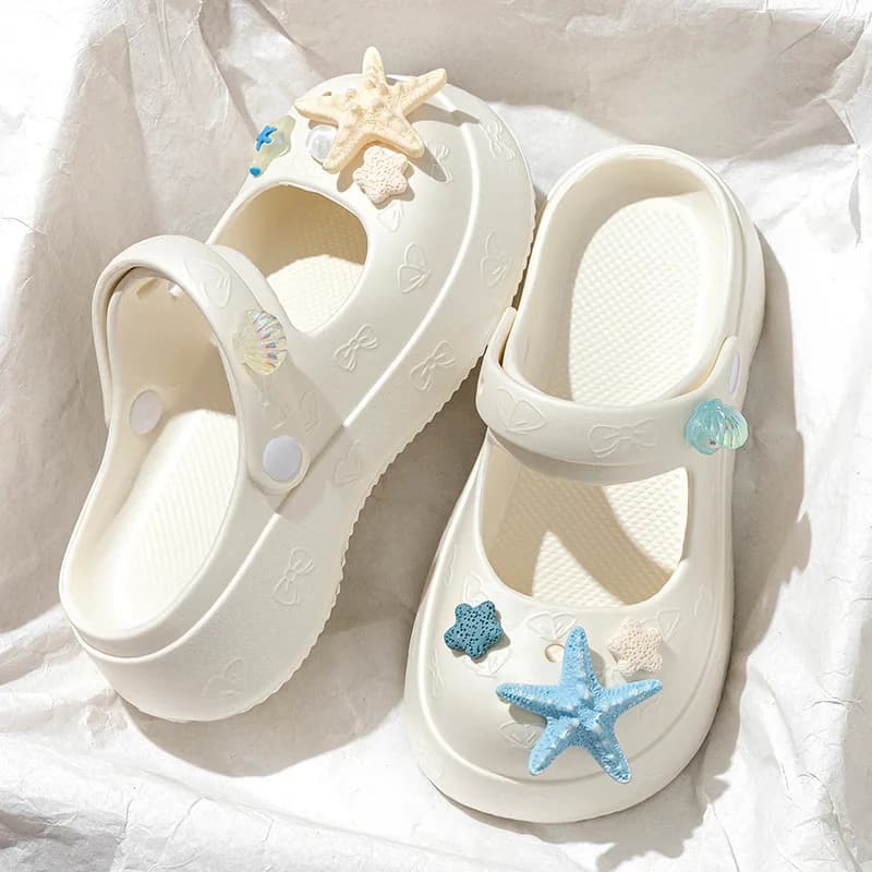 Women's hole shoes wear one-word beach shoes home cool slippers women's shoes bag head drag