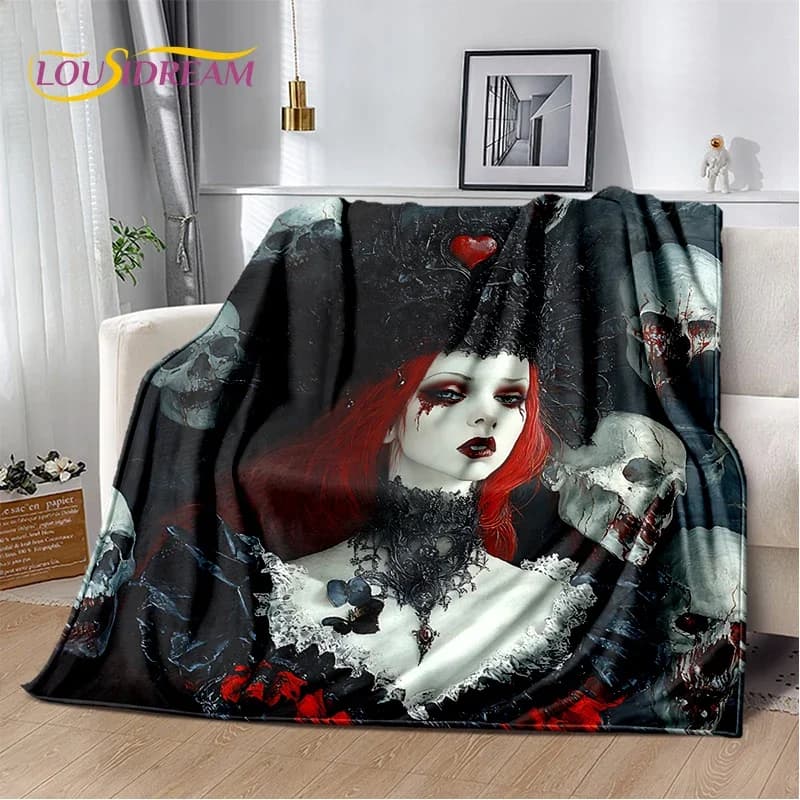 2025 New Gothic Horror Character Skull Ghost Spirit Soft Blanket,Soft Throw Blanket for Home Bedroom Bed Sofa Picnic Travel Gift