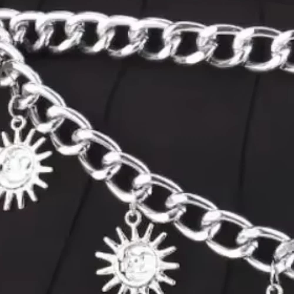 All-match Punk Sun Nappe Pendant Chain in Life Vintage Retro Chain Belt Hip Hop Dress Cummerbands for Women