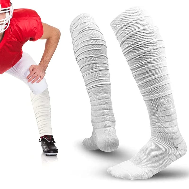 Scrunch Extra Long Padded Rugby & Football Socks, Ankle Support Knee High Anti-Slip Thick Terry Athletic Socks for Youth Adult