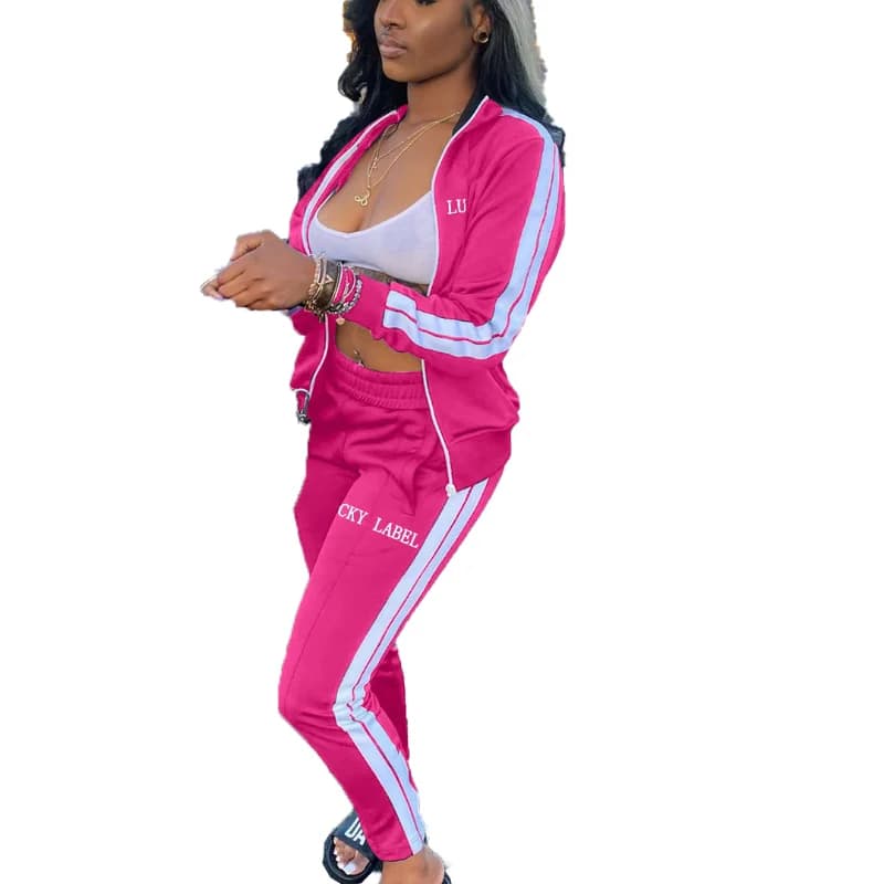 2024 Set sportivo in due pezzi con cerniera ricamata con lettera alla moda da donna europea e americana