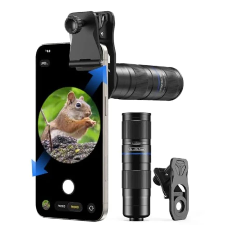 5-10X TeleZoom Lens for Smartphones Aerospace Aluminum Build with Universal Clip for iPhone 17/16/15/14/13 Series Excluding Air