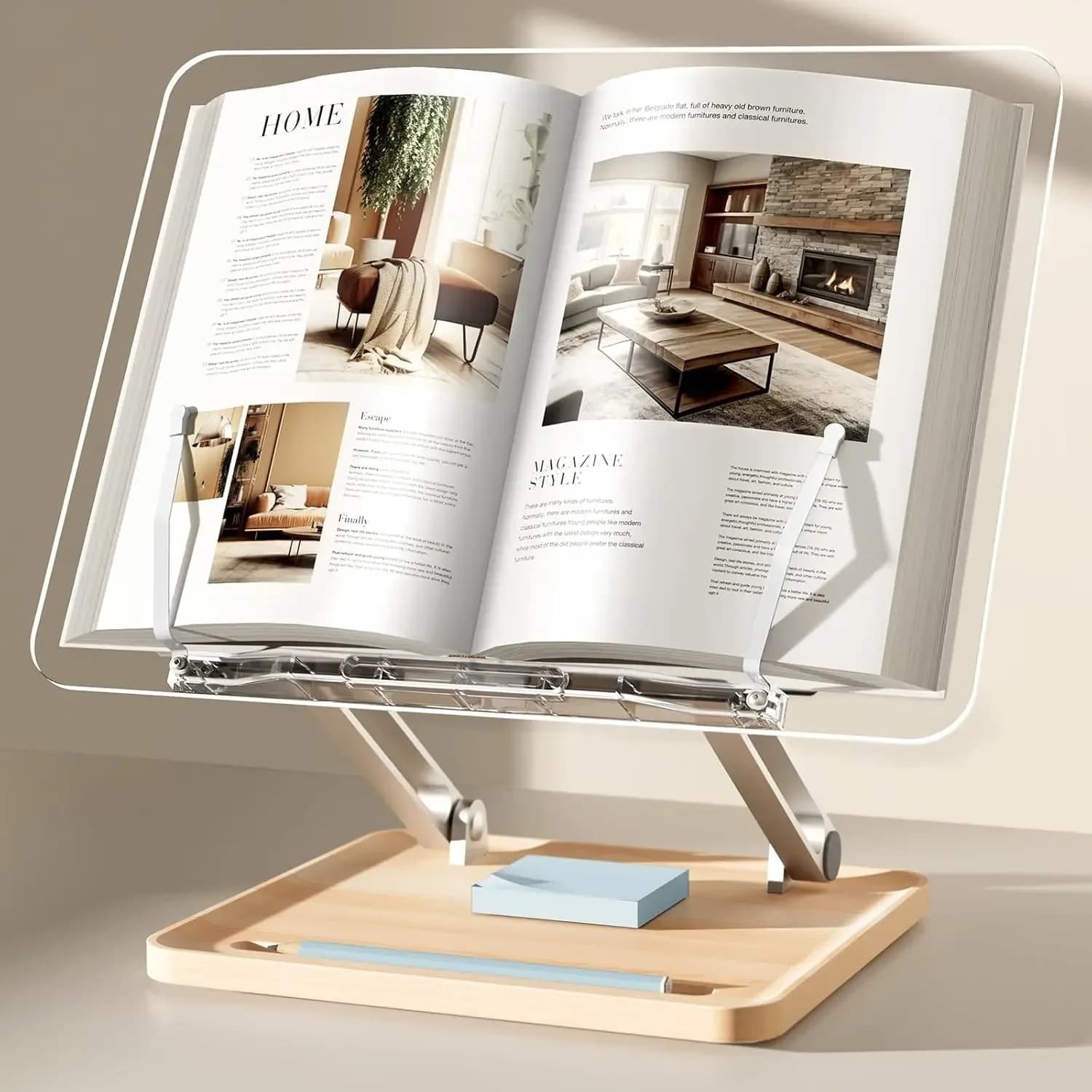 Adjustable Acrylic Book Holder Stand for Reading Cookbook Textbook Laptop