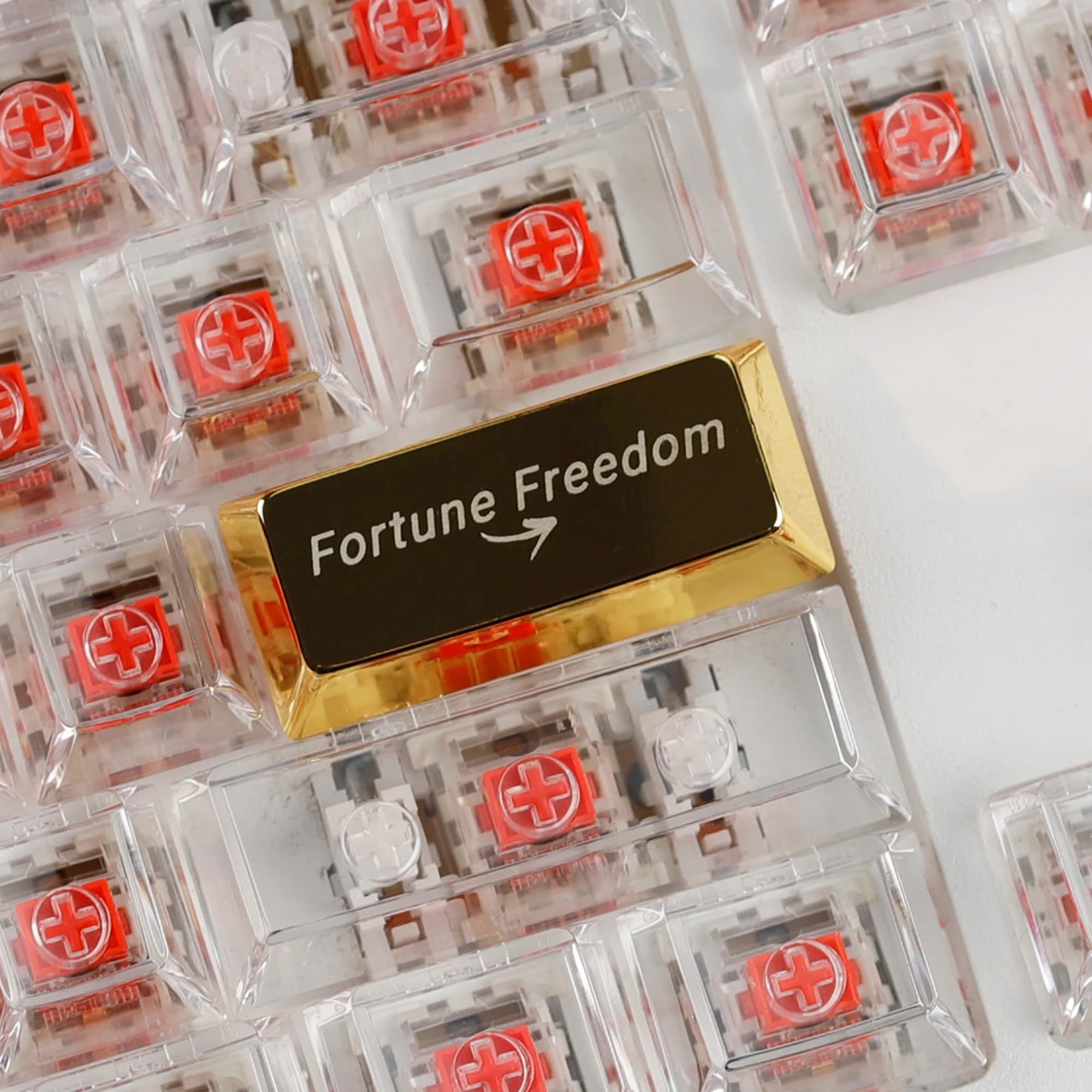 YMDK 1 pz 2.25U Enter R2 Fortune Freedom Theme Keycap Cherry Profile Metallo Oro Tasti Personalizzati per Tastiere Meccaniche MX