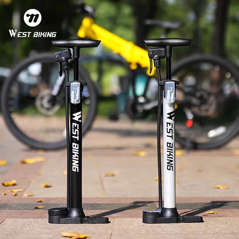 WEST BIKING Pompa d'aria per bicicletta Ciclismo ad alta pressione Pompa da pavimento 160 PSI MTB Bici da strada Schrader Presta Valvola Gonfiatore per pneumatici a sfera