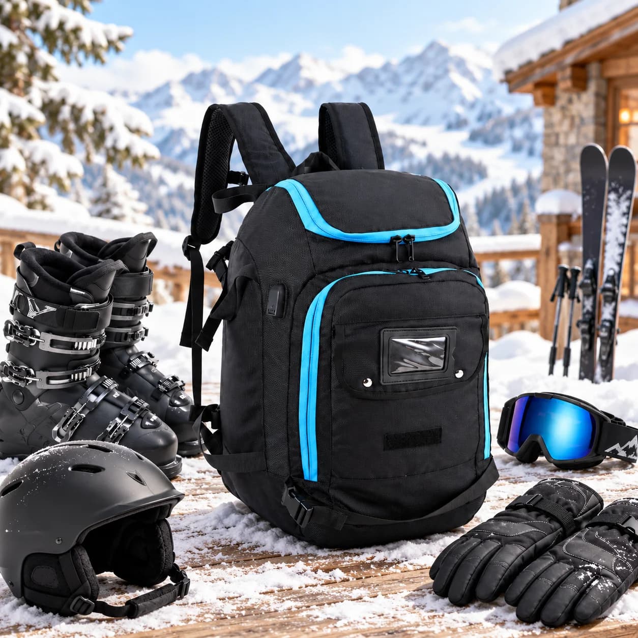 50L Ski Boot Backpack for Adults, Large Ski Gear Bag for Boots Helmet Goggles Gloves, Snowboard Travel Backpack
