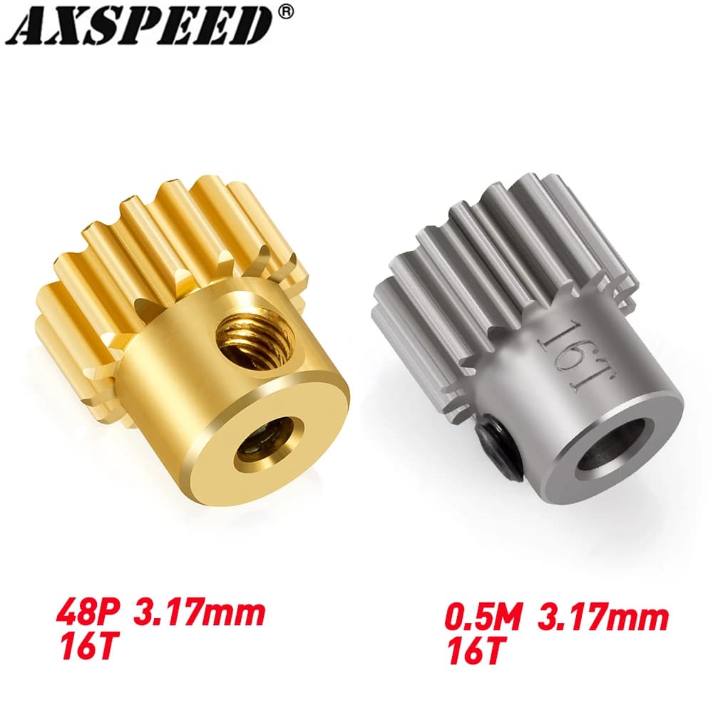 AXSPEED 1 pz metallo 16T ingranaggio motore 3.17mm 48P/0.5M spur Gear pignone trasmissione cremagliera per parti di aggiornamento modello RC