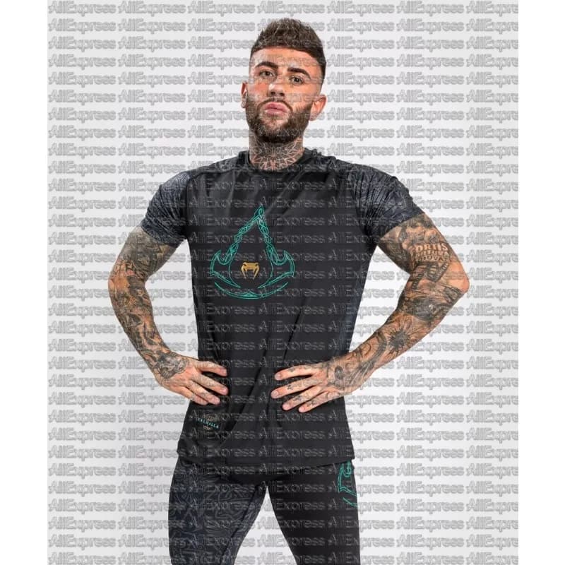 Abbigliamento sportivo da combattimento per uomo Assassin's Creed, t-shirt da corsa a maniche corte ad asciugatura rapida per boxe