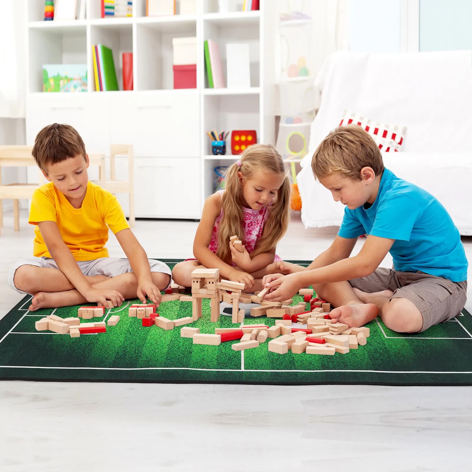 Football Field Rug Comfortable Premium Material Modern Bedroom Floor Mat Living Room Carpet Area Rug Football Field Carpet