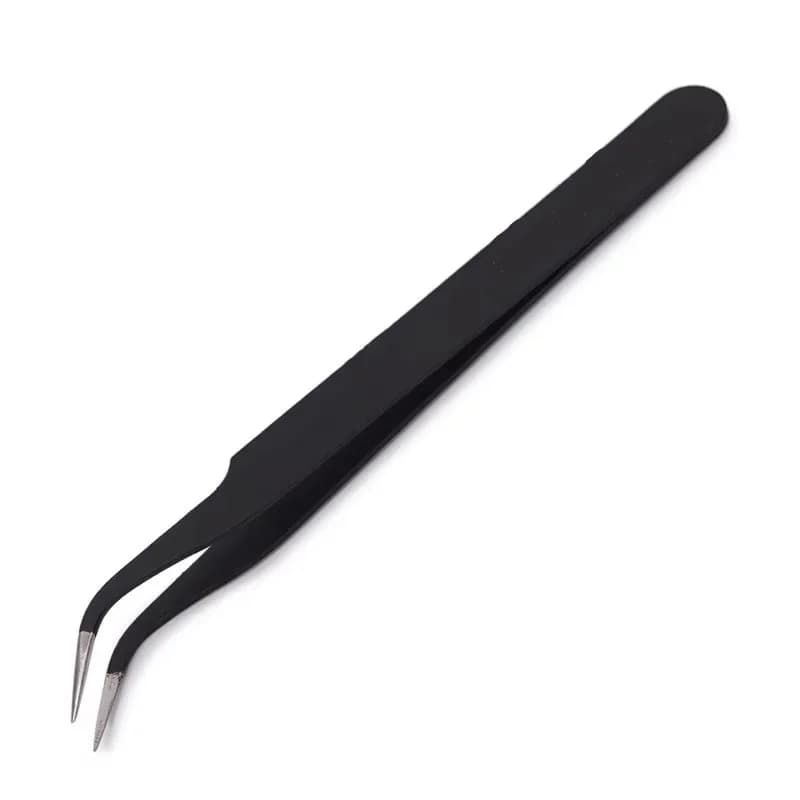 Pinzette Anit-Static, black precision tweezers DIY for nail art and eyelash extensions Beauty tools