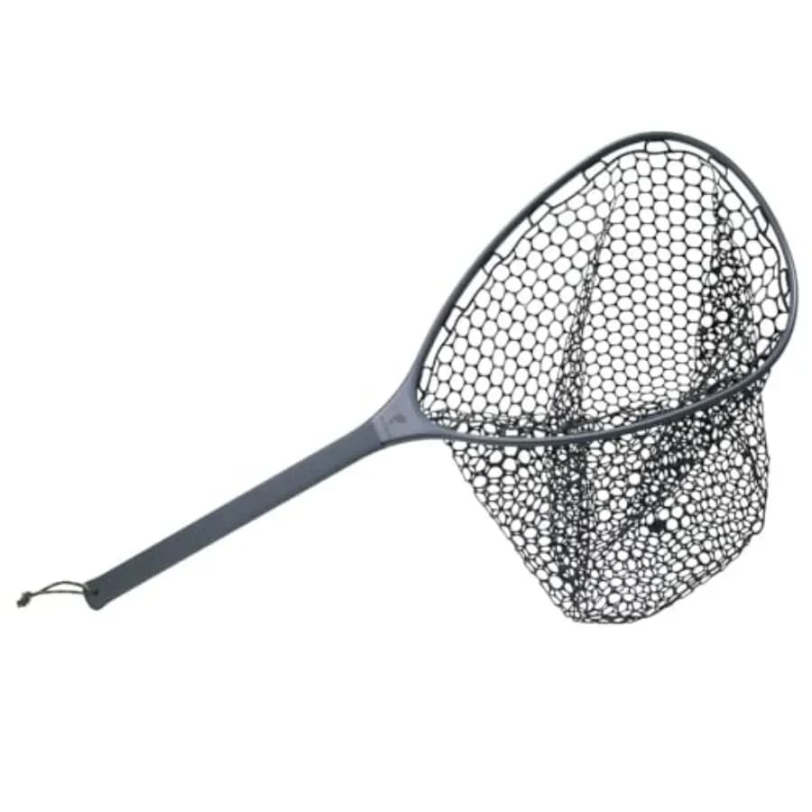 Premium Trout Steelhead Landing Net for fishing applications, made of durable nylon mesh in olive green color with ultra-lightw
