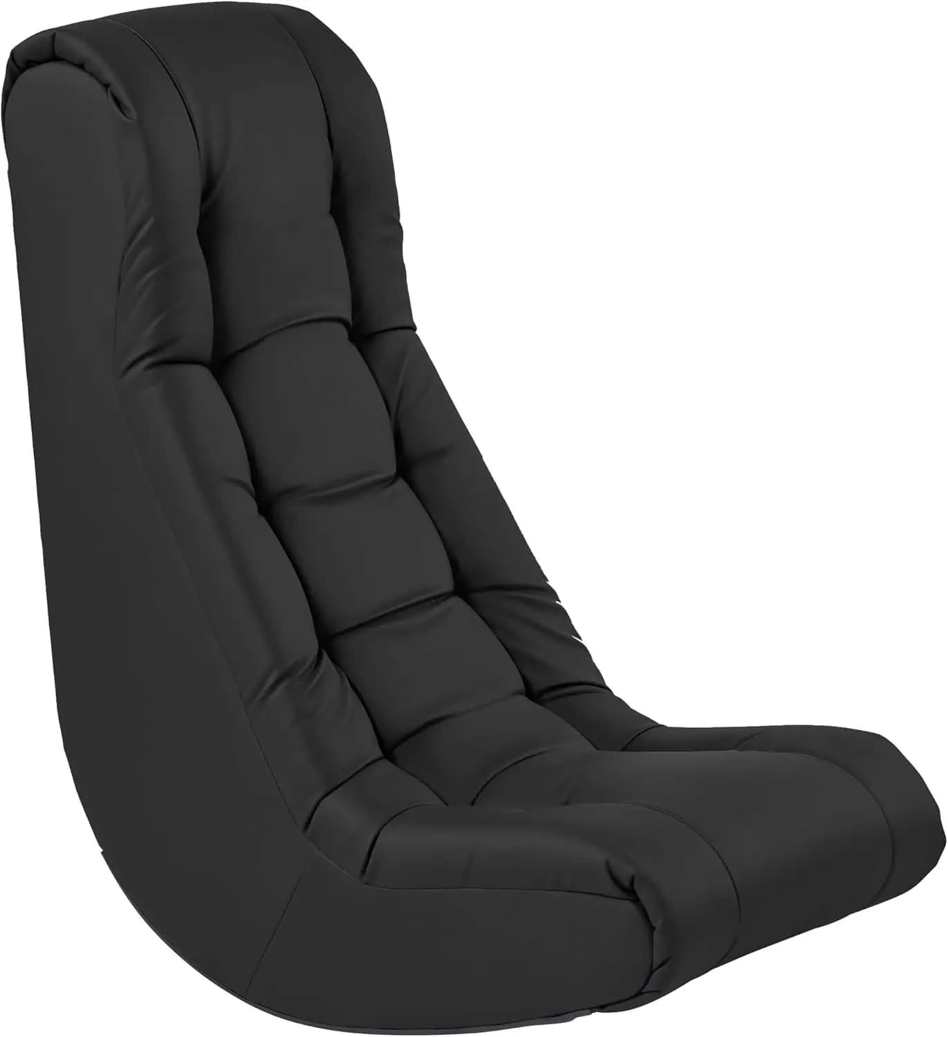 Cushioned Floor Rocker Chair Soft Tufted Ground Seating Low Profile Gaming Lounger For Reading Meditating Watching TV Living Room Bedroom Adult Teen Kids Black