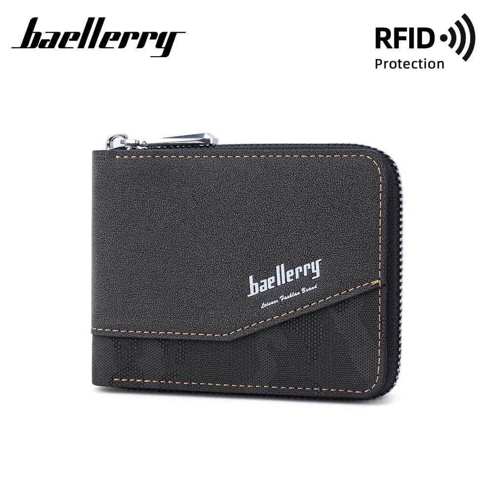 Portafoglio corto da uomo Baellerry multifunzionale Porta carte sottile dal design classico con molte tasche Protezione RFID Regalo per lui