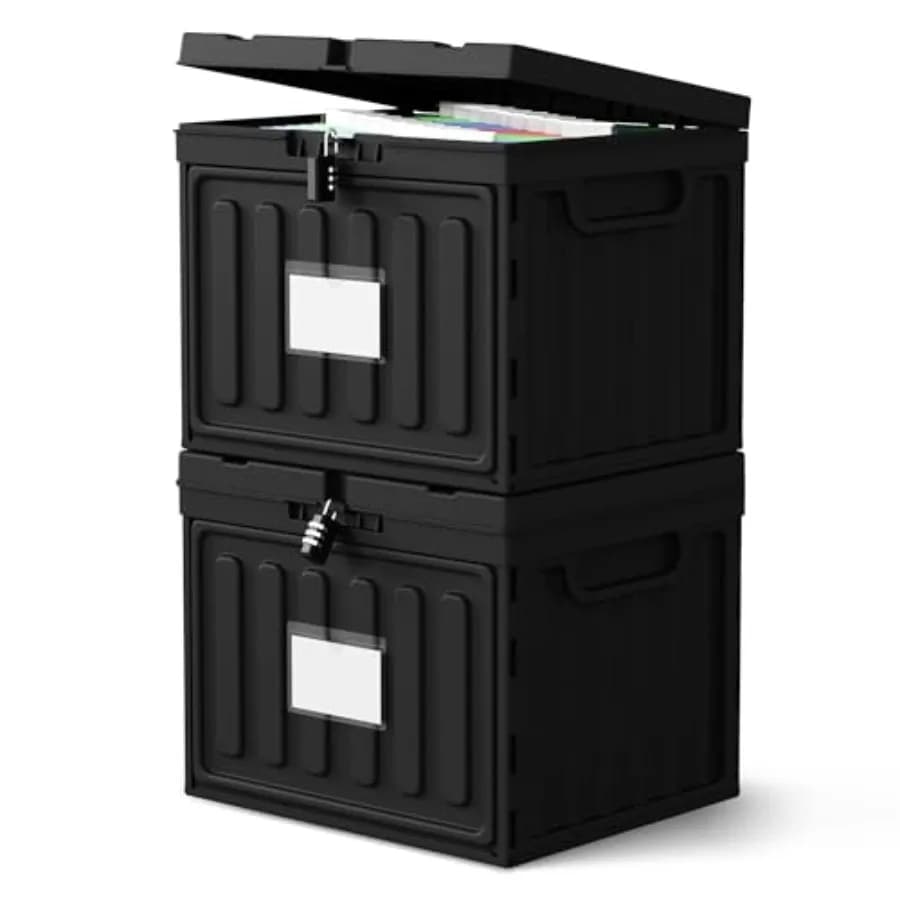 Scatola Portadocumenti in Plastica con Coperchio per Cartelle Sospese Formato Letter, Contenitore per Archiviazione Domestica, Ufficio e Scuola