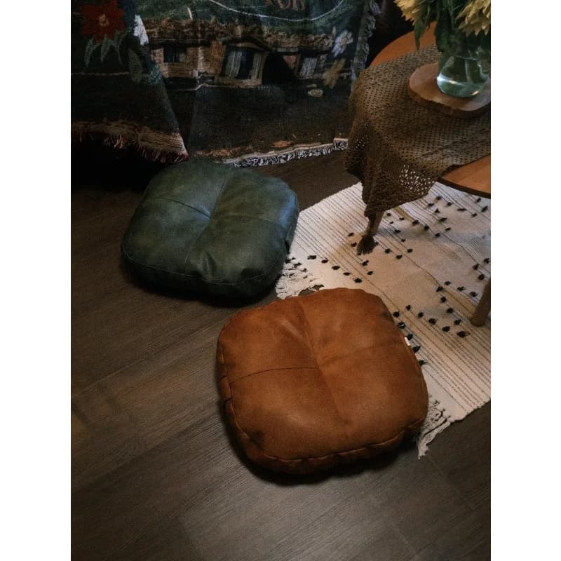 Premium Leather Floor Cushion - Thick Lazy Tatami Seat Pad for Bay Window, Living Room Meditation & Home Decor