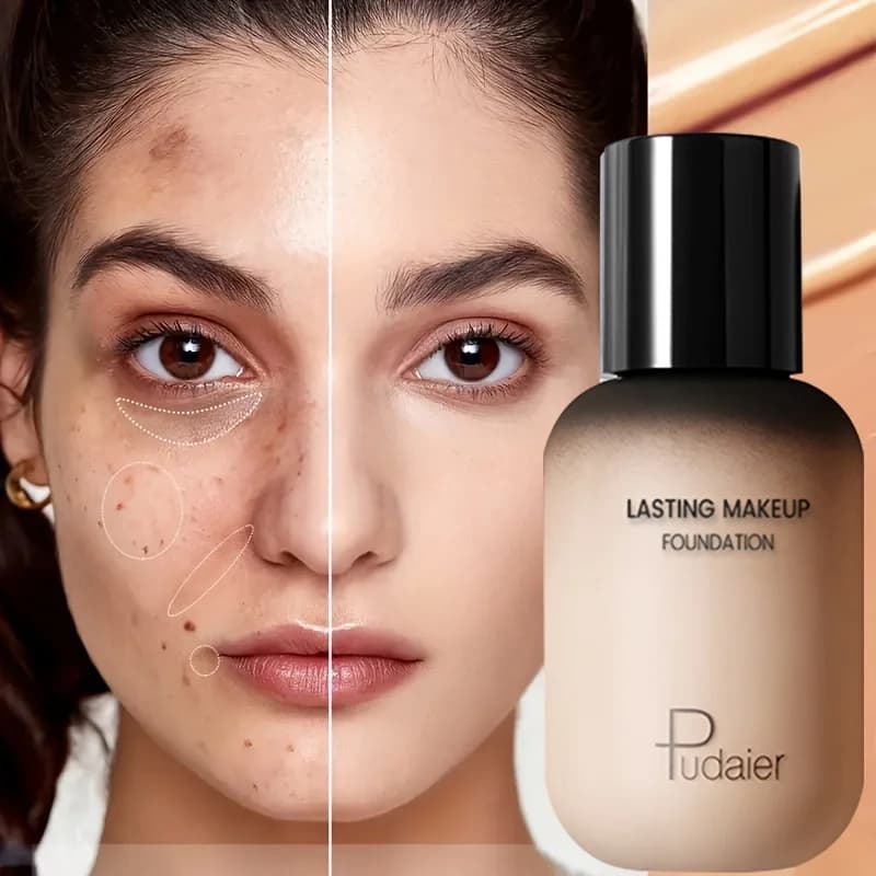 Liquid foundation, high cover, waterproof and non sticky, extra-large size, perfect base for makeup.