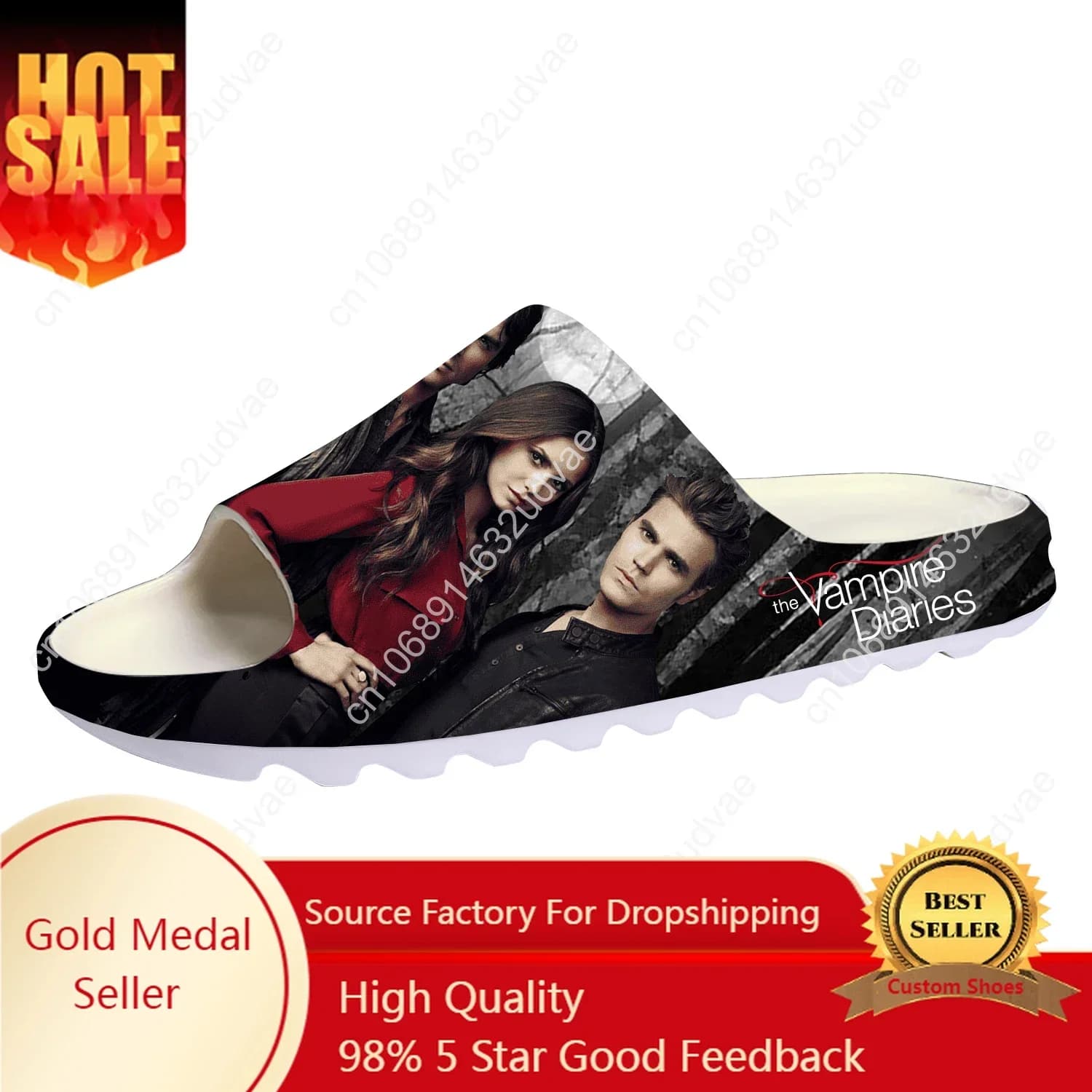 The Vampire Diaries Damon Salvatore Pantofole con Suola Morbida Zoccoli da Casa Personalizzati Scarpe da Acqua Sandali Uomo Donna
