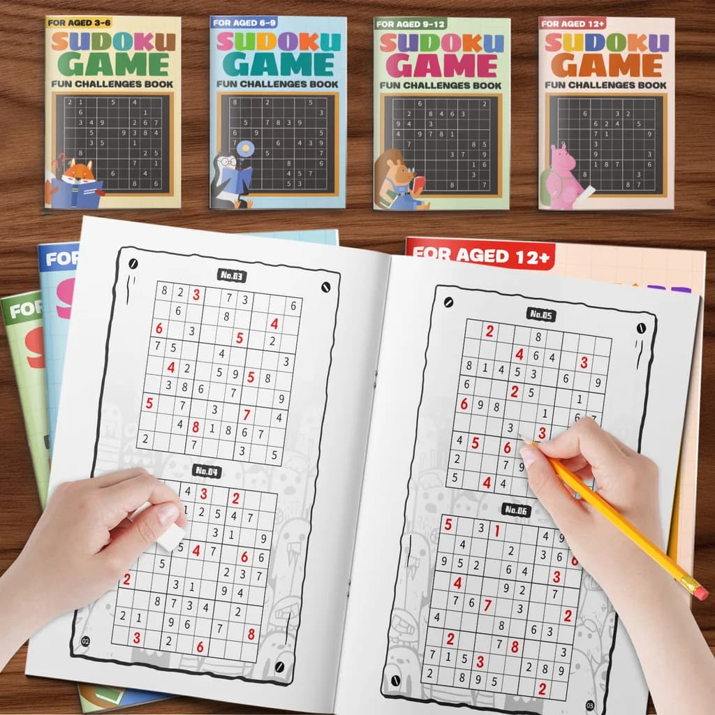 Sudoku per bambini, 17a edizione, set progressivo di 4 libri (da principiante a sfida) | Libri di puzzle Sudoku per bambini