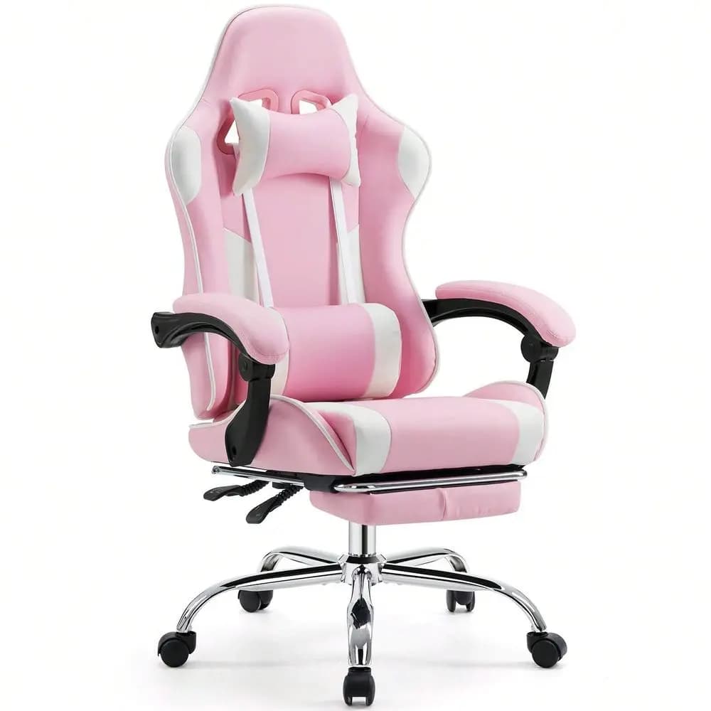 Sedia da scrivania per videogiochi Sweetcrispy, ergonomica, con poggiapiedi e comodo supporto lombare, poltrona reclinabile in pelle PU con poggiatesta