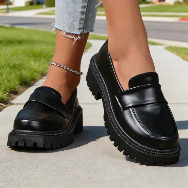 British style thick soled loafers 2026 fashionable new plus size round toe single shoe