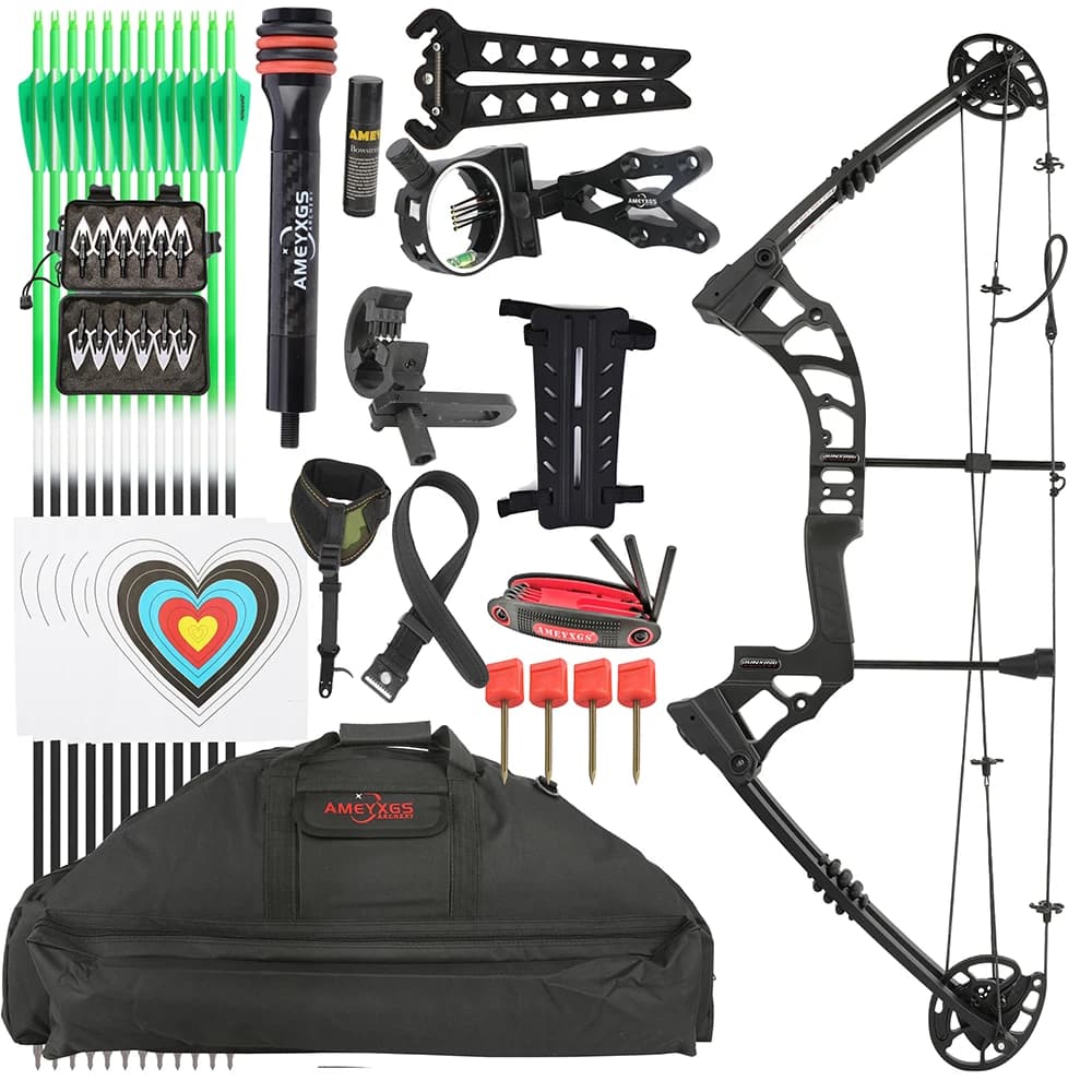 Set Arco Compound da Tiro con l'Arco 0-70 libbre Regolabile con Pulegge, 80% Let-off, per Adulti, Caccia, Tiro al Bersaglio, Sport all'Aperto