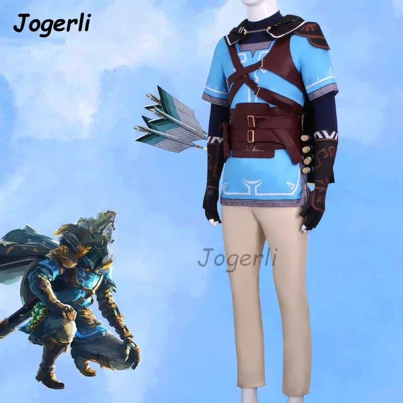 Jogerli Legend Tears of The Kingdom Link Costumi Cosplay Set completo Freccia Gioco di ruolo Parrucca da uomo Vestito di Halloween;3,c'5.b;8'