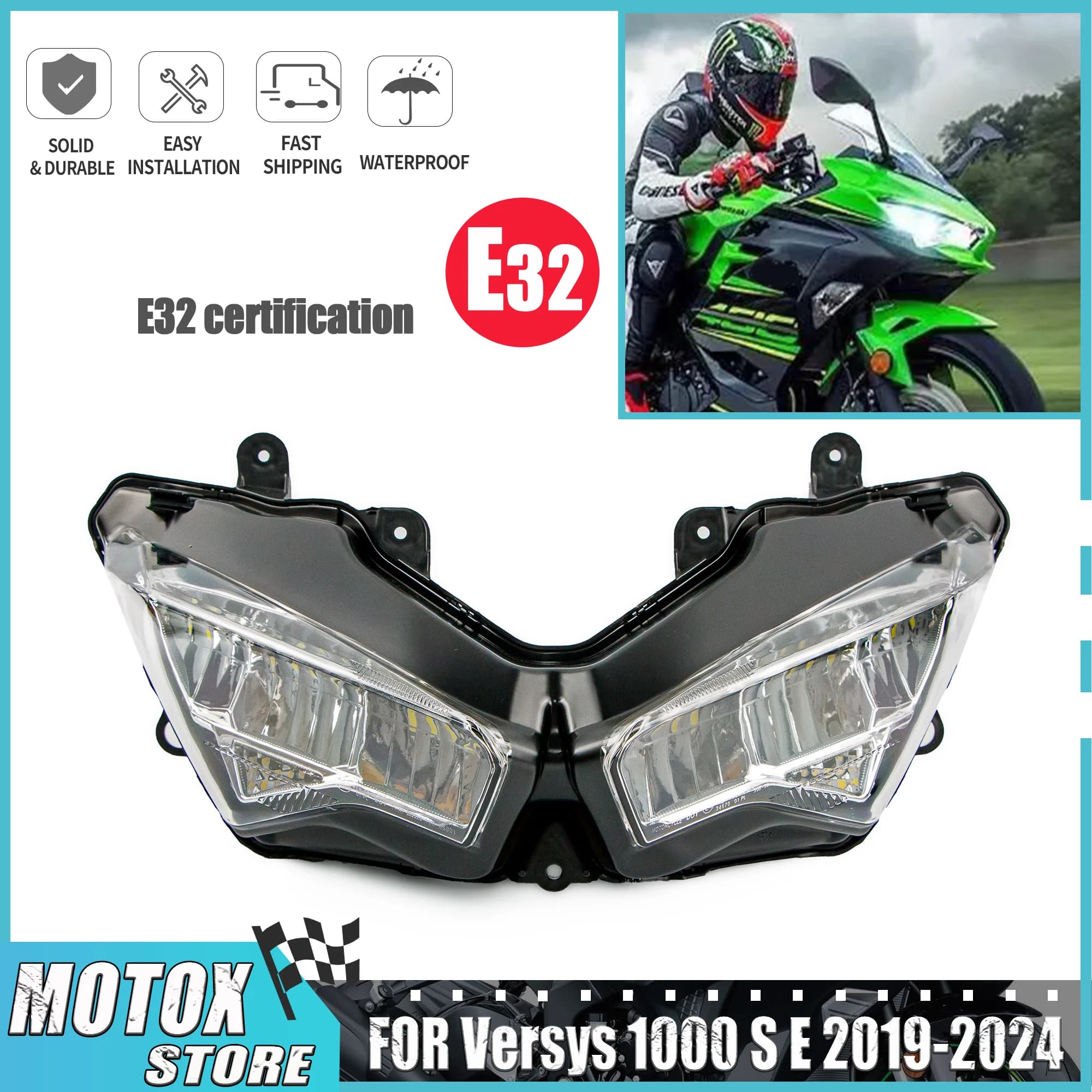 Faro a LED adatto per Kawasaki Versys 1000 Versys 1000 ES 2019-2024 Gruppo faro moto 2020 2021 2022 2023