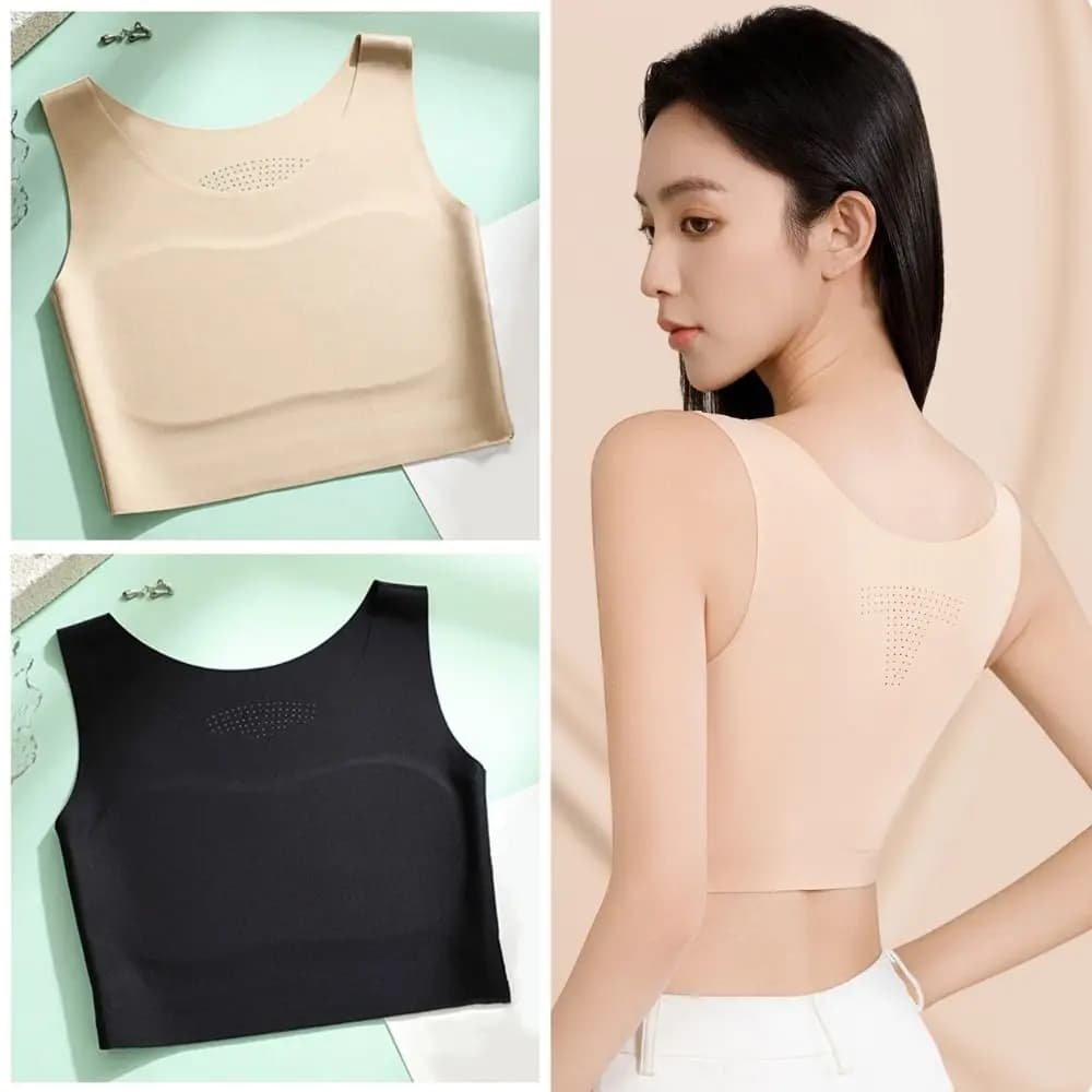 Reggiseno Bustier Basic Senza Ferretto Effetto Modellante in Seta Ghiaccio Ultra Sottile per Donna, Lingerie Seamless Femminile