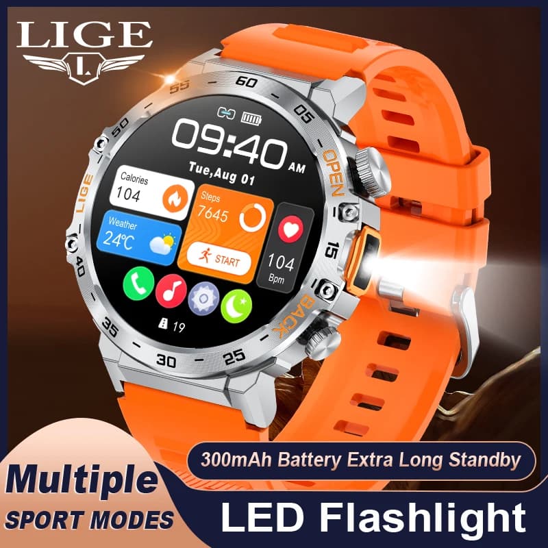 Originale LIGE Astuto Della Vigilanza 1.53 ''Schermo HD Vita Impermeabile Sport Fitness Orologi Torcia Nuovi Uomini Smartwatch Per Andriod IOS