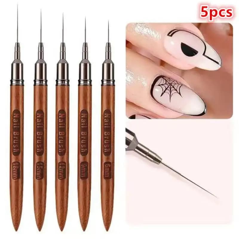 Nail Brush Wood Handle Gel Nail Art Liner DIY Painting Brush Drawing Lines Stripe Flower Painting Pen UV Gel Manicure Salon Tool