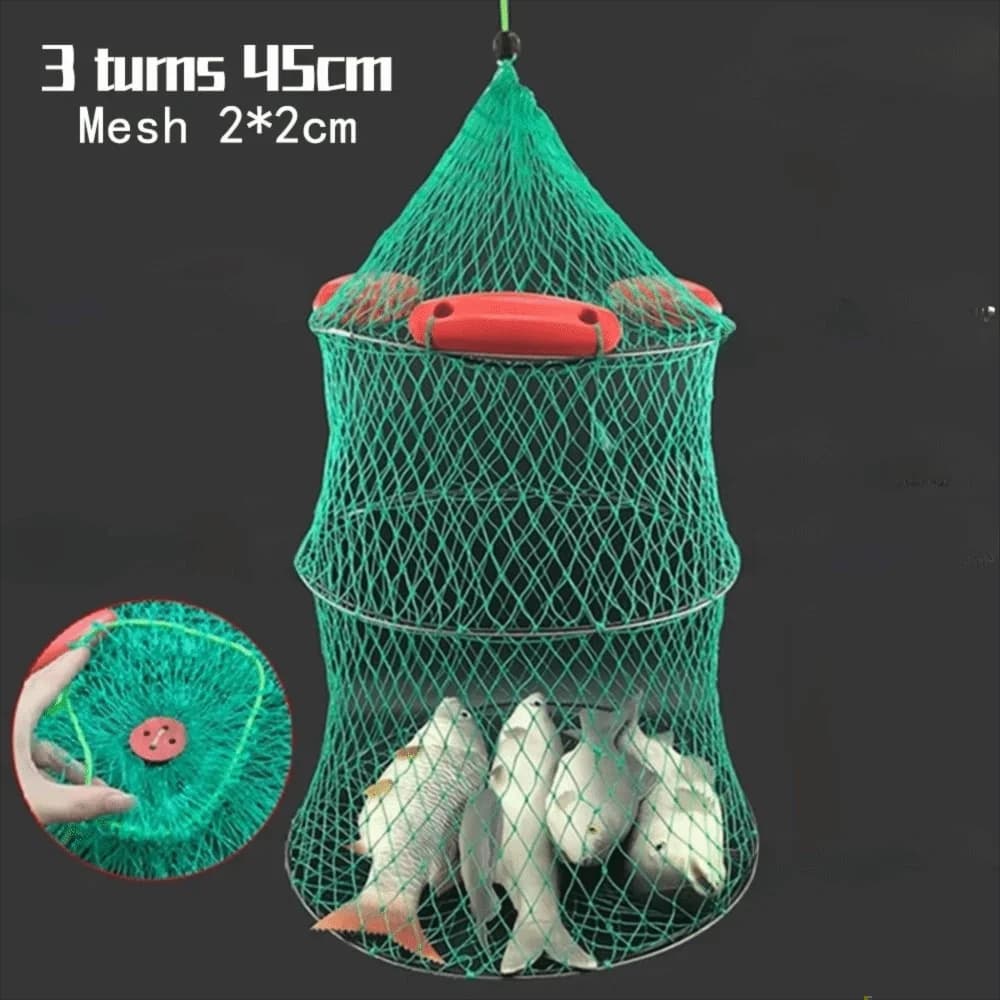 Durable Three Drift Fishing Net Bag Quick Drying Water-floating Fish Basket Folding Thickened Fishing Net Pocket Sea Fishing
