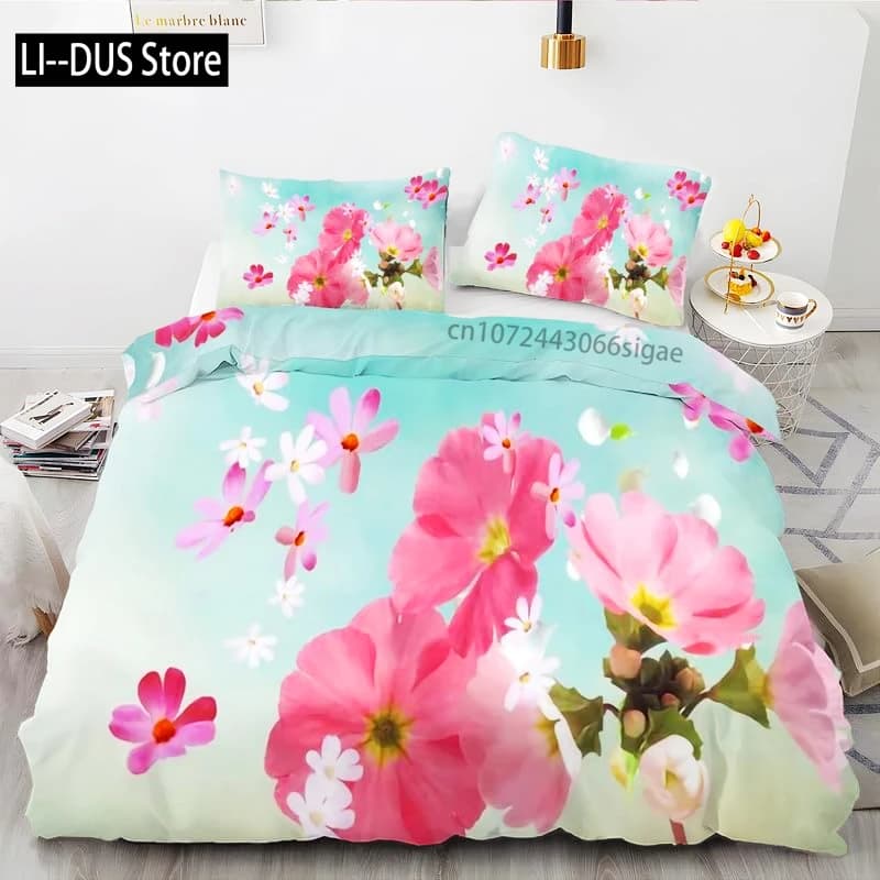 Daisy Flowers Bedding Set Twin Size, Floral Duvet Cover Bed Comforter Cover Set for Kid Boy Girl, Quilt Cover Set Decor 3 Piece