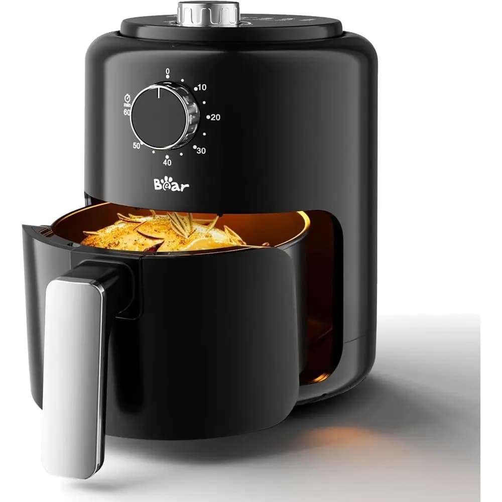 Mini Air Fryer 2.1 QT, Adjustable Time and Temperature Control, Compact Size Space Saving, Quick Meals and Snacks for 1-2 Persons