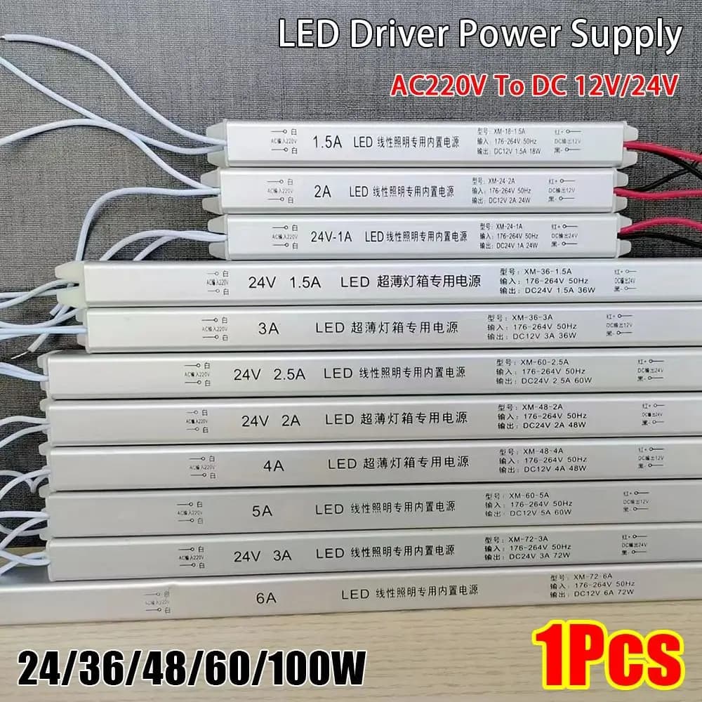 1 pz per lampada a striscia luminosa a LED alimentatore driver LED AC220V a DC 12 V/24 V scheda pubblicitaria parti di alimentazione commutazione driver LED