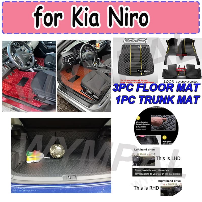 LUXURI Tappeto Per Auto Tappetini Per Kia Niro SG2 2023 2024 2025 Pad Impermeabile Tappetino In Pelle Fango Copertura Pavimenti