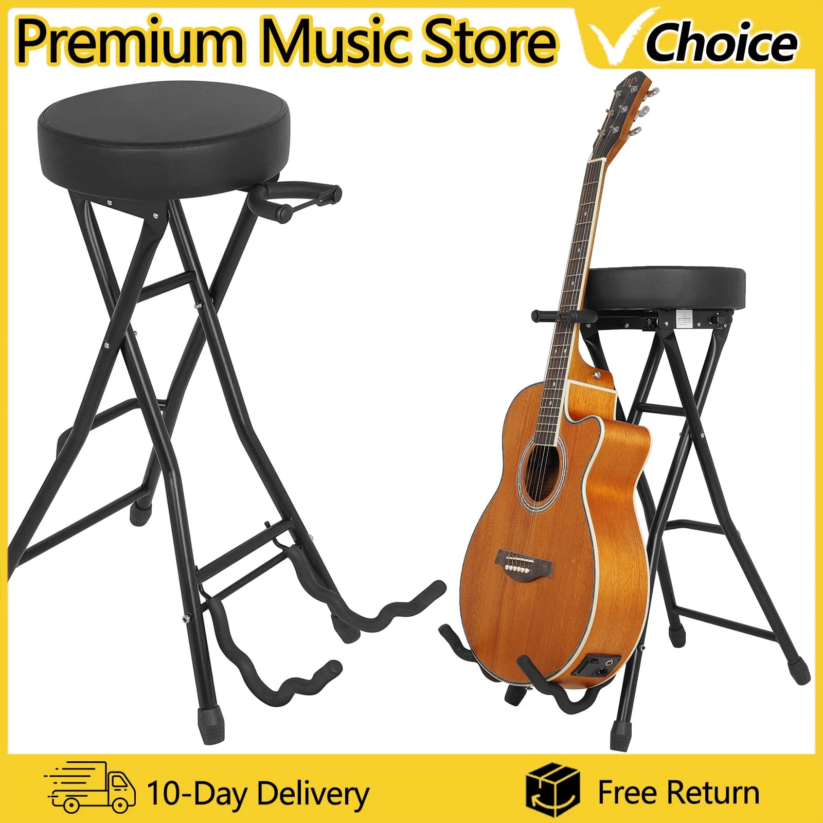 Sgabello per basso per chitarra con cuscino imbottito Staffa per chitarra pieghevole Supporto per sedia Performance Accessori per parti di strumenti a corda