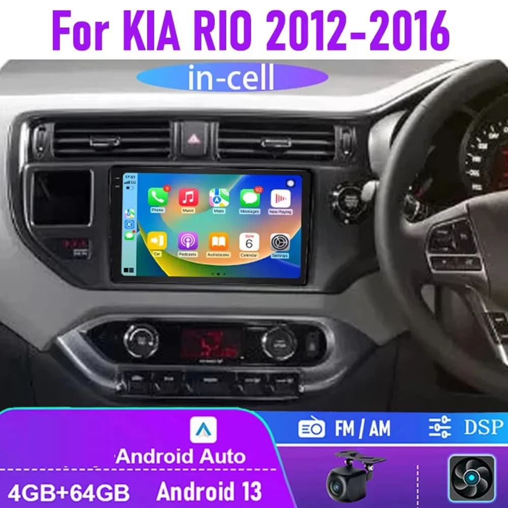 Lettore per auto da 9 pollici 2G + 32G Android 14 per Kia Rio 2012-2016 Radio stereo DSP Mirror-Link DAB DVR Controllo volante Bluetooth