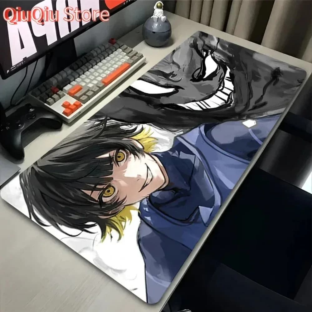 Anime Gamer Cabinet mouse mat, black and white Manga mouse mat, PC keyboard mat, Blue Lock Nagi Seishiro laptop mat, soft desk mat