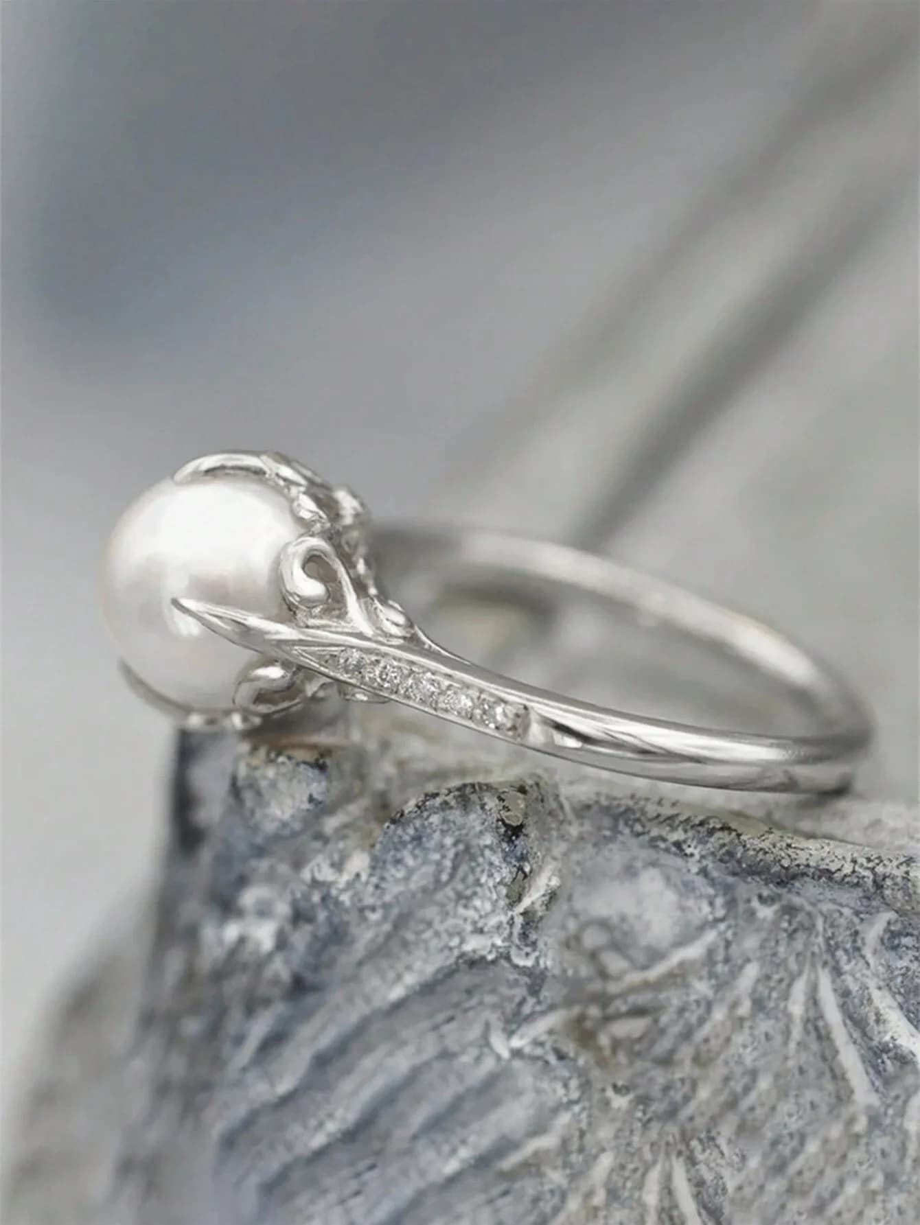 1 anello vintage con zirconi cubici e perle finte, regalo di gioielleria per le donne, anniversario di matrimonio