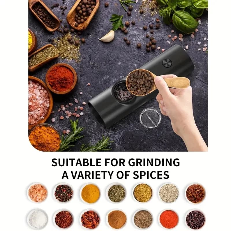 1pcs/2pcs Electric battery Automatic Salt And Pepper Grinder Set Rechargeable Gravity Spice Mill Adjustable Kitchen Tools