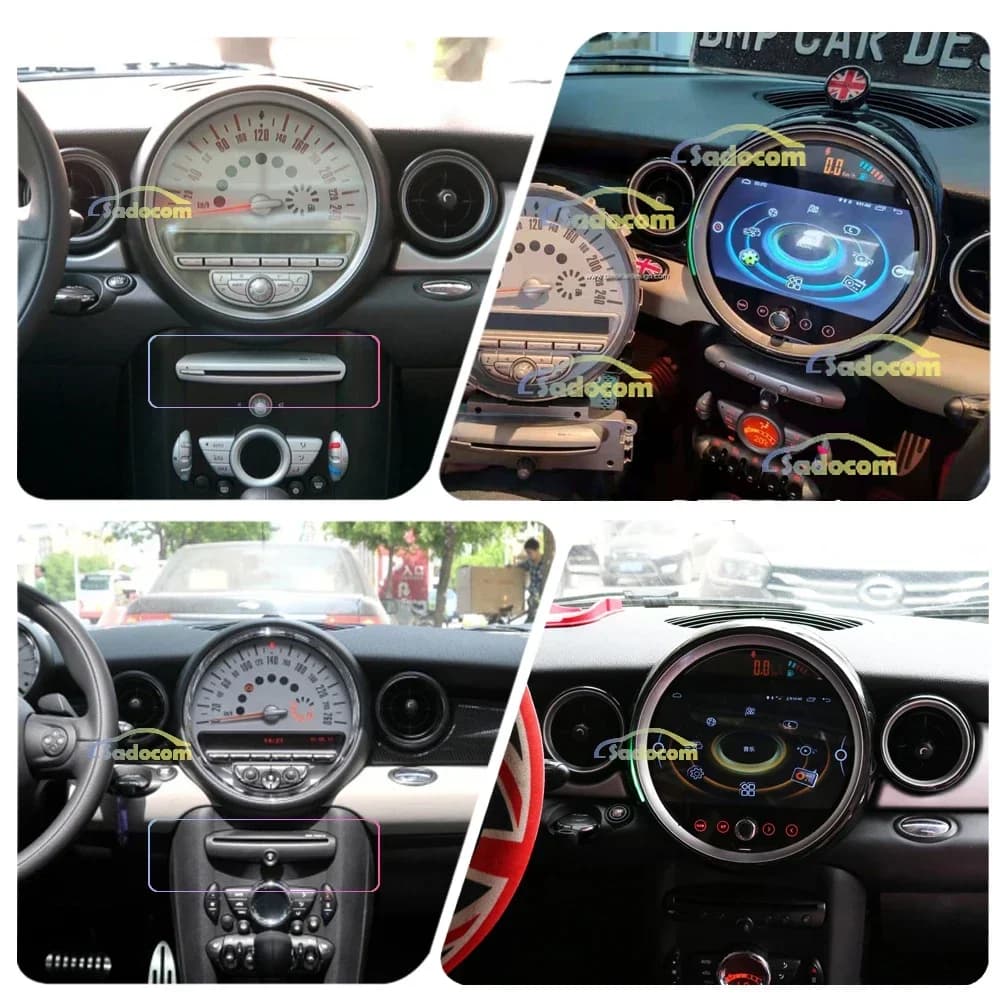 IPS 720P CarPlay 9 "Android 14 Lettore multimediale per auto 4G 64G DSP navigazione stereo per BMW Mini Cooper R56 R57 R58 R60 2007-2014